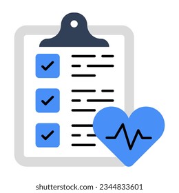 Icono de diseño plano del informe ecg 