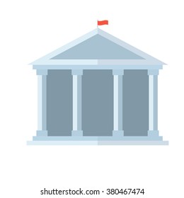 Flat design icon of education temple building. Vector temple illustration.  Academy temple pictogram for web and application isolated on white.