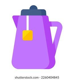 Flachdesign-Symbol für elektrischen Wasserkocher 