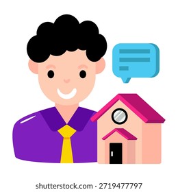 Um agente imobiliário de ícone de design plano 