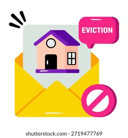 Flat design icon of eviction notice 