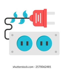 A flat design icon of extension cord