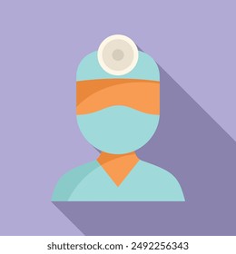 Flat design icon featuring a medical professional with surgical cap and mask in cool tones