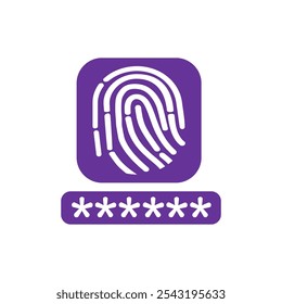 Icono de diseño plano de huella digital y pin digital