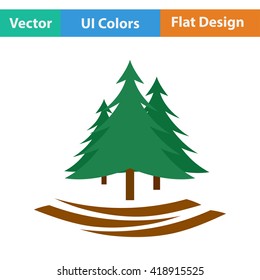 Flat design icon of fir forest in ui colors. Vector illustration.