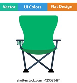 Flat Design Icon Of Fishing Folding Chair Ui Colors. Vector Illustration.