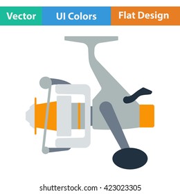 Flat design icon of Fishing reel  in ui colors. Vector illustration.