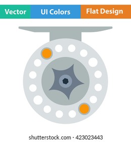 Flat design icon of Fishing reel  in ui colors. Vector illustration. 
