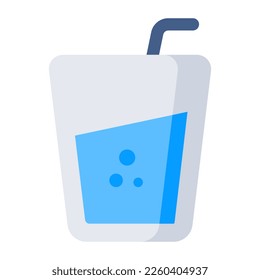 A flat design icon of fizzy drink  