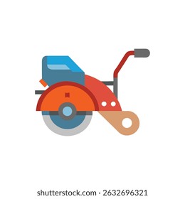 Flat design icon of garden tiller, farm machinery