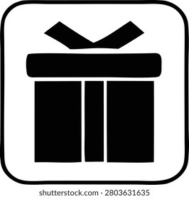 Flat design icon of gift box with bow, symbolizing surprise, present, celebration, holiday, and gift.