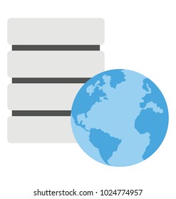 Flat Design Icon Of Global Data Repository Or Global Database 