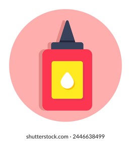 A flat design icon of glue bottle