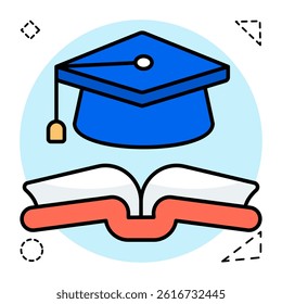 A flat design icon of graduate book