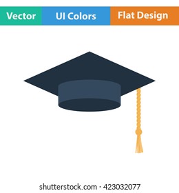 Flat design icon of Graduation cap ui colors. Vector illustration. 