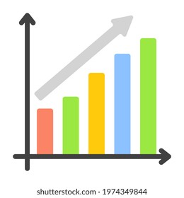 A flat design, icon of growth chart