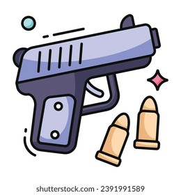 A flat design icon of gun