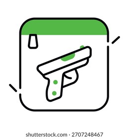 Icono plano del diseño de la pistola aislado en el fondo blanco 