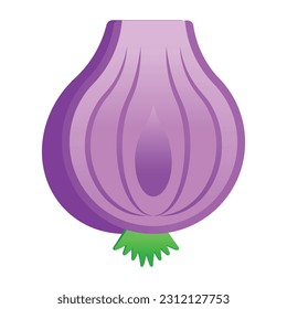 Un icono de diseño plano de media cebolla es fácil de usar y descargar 