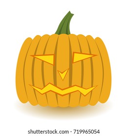 Flat design icon of Halloween pumpkin isolated on white background. Vector illustration.