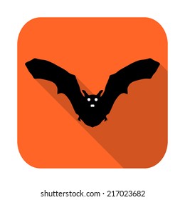 Flat design icon for Halloween. silhouette bat 