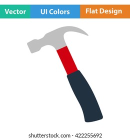 Flat design icon of hammer in ui colors. Vector illustration. 