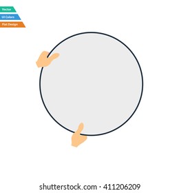 Flat design icon of hand holding photography reflector in ui colors. Vector illustration.
