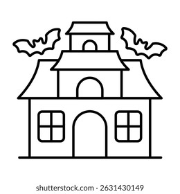 A flat design icon of haunted house