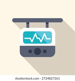 Flaches Design-Symbol eines Herzfrequenz-Monitors mit einem Herzschlag