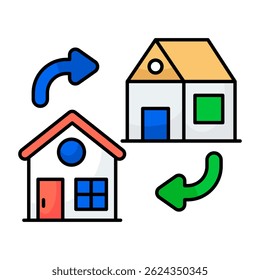 A flat design icon of home exchange