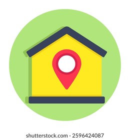 A flat design icon of home location