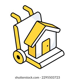 Un icono de diseño plano para el traslado a casa 