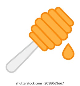 A flat design icon of honey dipper