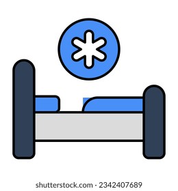 An flat design icon of hospital bed