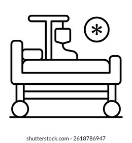 A flat design icon of hospital bed
