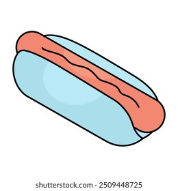 Um ícone de design plano do hotdog
