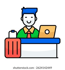 A flat design icon of hotel reception