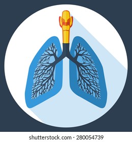 Flat design icon of human lungs. Vector illustration.