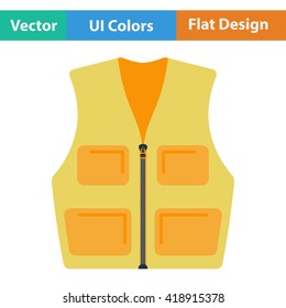 Flat design icon of hunter vest in ui colors. Vector illustration.