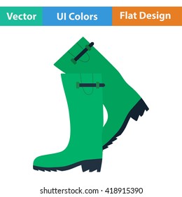 Flat design icon of hunter's rubber boots in ui colors. Vector illustration.