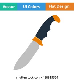 Flat design icon of hunting knife ui colors. Vector illustration.
