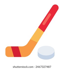 Un icono de diseño plano del hockey sobre hielo