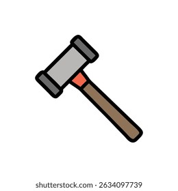 Flat design icon illustration of a construction mallet tool