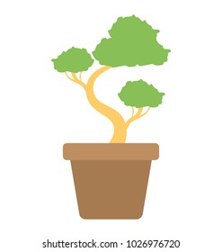 
A flat design icon of indoor plant, gardening concept
