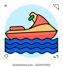 A flat design icon of jet ski vector