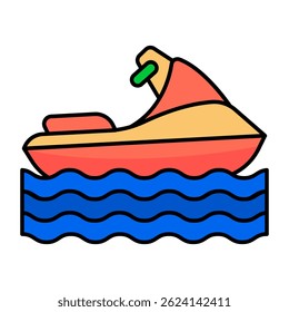 A flat design icon of jet ski vector