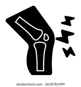 A flat design icon of knee pain