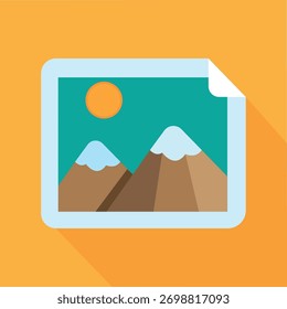 Flat Design Icon of a Landscape Image File