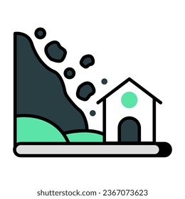 A flat design icon of landslide 