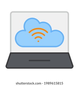 Un diseño plano, icono de la nube de portátiles